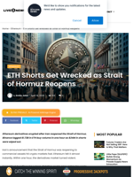 ETH Shorts Get Wrecked as Strait of Hormuz Reopens | Live Bitcoin News
