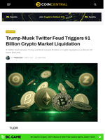 Trump-Musk Twitter Feud Triggers $1 Billion Crypto Market Liquidation - CoinCentral