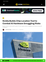 Nvidia Builds Chip Location Tool to Combat AI Hardware Smuggling Risks - CoinCentral