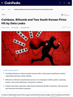 Coinbase, Bithumb and Two South Korean Firms Hit by Data Leaks