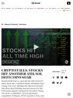 CRYPTO FALLS, STOCKS HIT ANOTHER ATH, SOL DEFI COINS SOAR - Decrypt