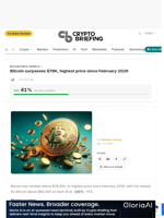 Bitcoin surpasses $78K, highest price since February 2026