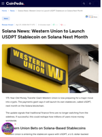 Western Union to Launch USDPT Stablecoin on Solana