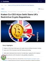 Kraken Co-CEO Arjun Sethi Slams UK’s Restrictive Crypto Regulations