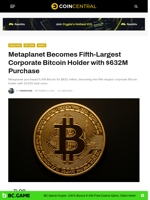 Metaplanet Becomes Fifth-Largest Corporate Bitcoin Holder with $632M Purchase - CoinCentral