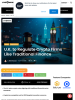 U.K. to Regulate Crypto Firms Like Traditional Finance | Live Bitcoin News