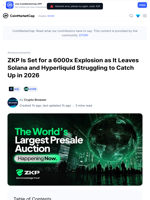 ZKP Is Set for a 6000x Explosion as It Leaves Solana and Hyperliquid Struggling to Catch Up in 2026: Guest Post by Crypto Browser | CoinMarketCap