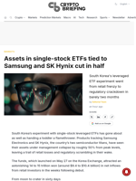 Assets in single-stock ETFs tied to Samsung and SK Hynix cut in half