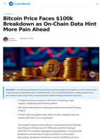 Bitcoin Price Faces $100k Breakdown as On-Chain Data Hint More Pain Ahead - CryptoNewsZ