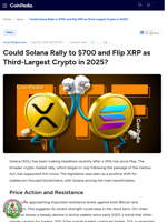 Could Solana Rally to $700 and Flip XRP as Third-Largest Crypto in 2025?