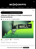 JPMorgan CEO Warns of 5 Risks Threatening US Stocks and Bonds