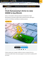 Strive Launches $500M Stock Sale To Buy More Bitcoin