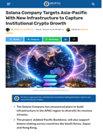 Solana Company Targets Asia-Pacific With New Infrastructure