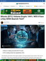 Bitcoin (BTC) Volume Erupts 184%: Will It Face a Key $85K Bearish Test?