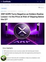 XRP SOPR Turns Negative as Holders Realize Losses—Is the Price at Risk of Slipping Below the $1?