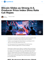 Bitcoin Slides as Strong U.S. Producer Price Index Dims Rate Cut Hopes