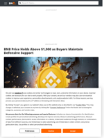 BNB Price Holds Above $1,000 as Buyers Maintain Defensive Support - Brave New Coin