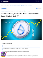 Sui Price Analysis: $3.52 Now Key Support Amid Market Selloff?