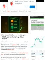 Ethena’s USDe Becomes 3rd Largest Stablecoin by Market Cap, $ENA Reacts