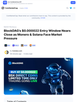 BlockDAG’s $0.000022 Entry Window Nears Close as Monero & Solana Face Market Pressure: Guest Post by Coindoo.com | CoinMarketCap