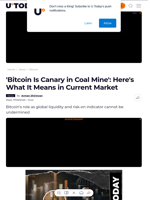 'Bitcoin Is Canary in Coal Mine': Here's What It Means in Current Market - U.Today