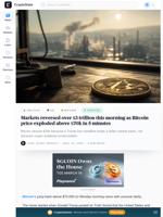 Markets reversed over $3 trillion this morning as Bitcoin price exploded above $70k in 5 minutes