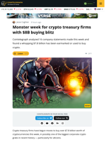 Crypto Treasury Firms Promise $7.8B Buying Spree