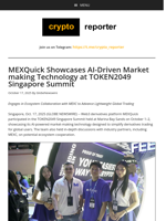 MEXQuick Showcases AI-Driven Market making Technology at TOKEN2049 Singapore Summit