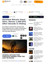 Dormant Bitcoin Giant Stirs, Moves 1,000 BTC After Decade in Hiding – Crypto News Bitcoin News