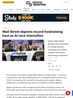 Wall Street digests record fundraising haul as AI race intensifies
