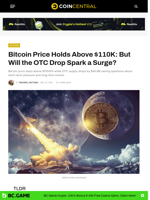 Bitcoin Price Holds Above $110K: But Will the OTC Drop Spark a Surge? - CoinCentral