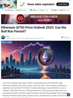 Ethereum (ETH) Price Outlook 2025: Can the Bull Run Persist?