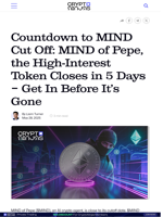 Countdown to MIND Cut Off: MIND of Pepe, the High-Interest Token Closes in 5 Days - Get In Before It's Gone