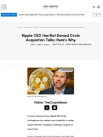 Ripple CEO Has Not Denied Circle Acquisition Talks: Here’s Why