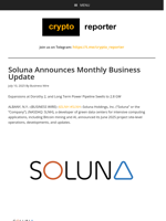 Soluna Announces Monthly Business Update