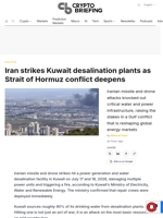 Iran strikes Kuwait desalination plants as Strait of Hormuz conflict deepens