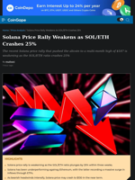 Solana Price Rally Weakens as SOL/ETH Crashes 25%