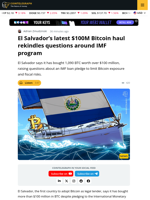 El Salvador Claims $100M BTC Dip Buy Despite IMF Deal