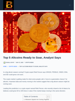 Top 5 Altcoins Ready To Soar, Analyst Says - Bitcoinik