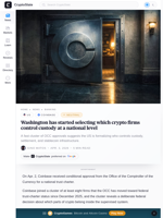 Washington has started selecting which crypto firms control custody at a national level