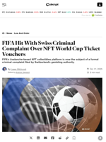 FIFA Hit With Swiss Criminal Complaint Over NFT World Cup Ticket Vouchers - Decrypt