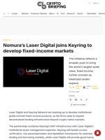 Nomura's Laser Digital joins Keyring to develop fixed-income markets