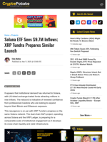 Solana ETF Sees $9.7M Inflows; XRP Tundra Prepares Similar Launch