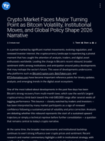 Crypto Market Faces Major Turning Point as Bitcoin Volatility, Institutional Moves, and Global Policy Shape 2026 Narrative | Visionary Financial