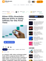 Ether ETFs Overtake Bitcoin ETFs in Daily Inflows for the First Time – Markets and Prices Bitcoin News