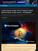 Crypto Hacks Surge 15% in August, $91M Bitcoin Heist Leads Losses – PeckShield