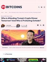 Who is Attending Trump's Crypto Dinner Tomorrow? And Who is Protesting Outside? - 99Bitcoins
