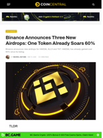 Binance Announces Three New Airdrops: One Token Already Soars 60% - CoinCentral