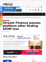 Stream Finance pauses platform after finding $93M loss - The Crypto News Wire