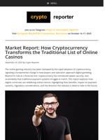 Market Report: How Cryptocurrency Transforms the Traditional List of Online Casinos